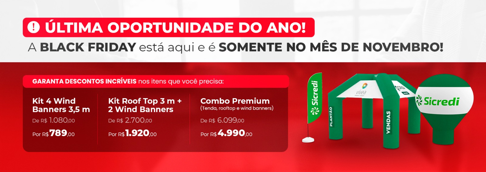 black friday  gomídias, promoção de wind banner e roof topo